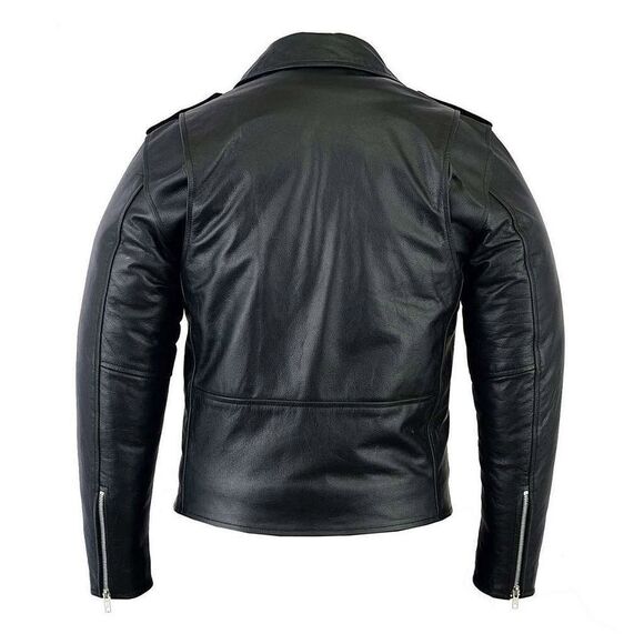 RIDERACT® Men’s Leather Jacket Classic Biker Motorcycle Coat Casual Jacket NEW - Picture 3 of 6